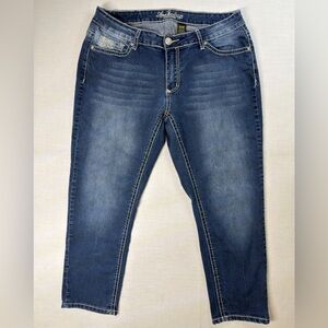 Love Indigo Premium Women 16W Jeans, Flap Embroidered Pocket Wash Blue RN 118736